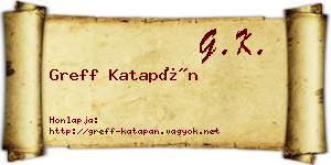 Greff Katapán névjegykártya
